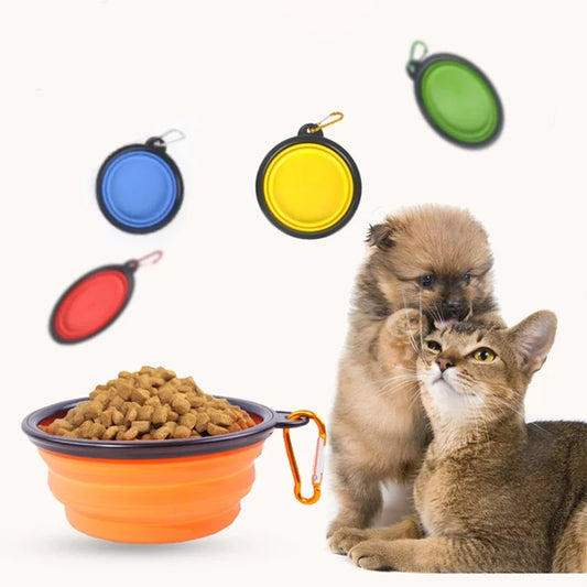 Folding Portable Silicone Pet Bowl 2 In 1