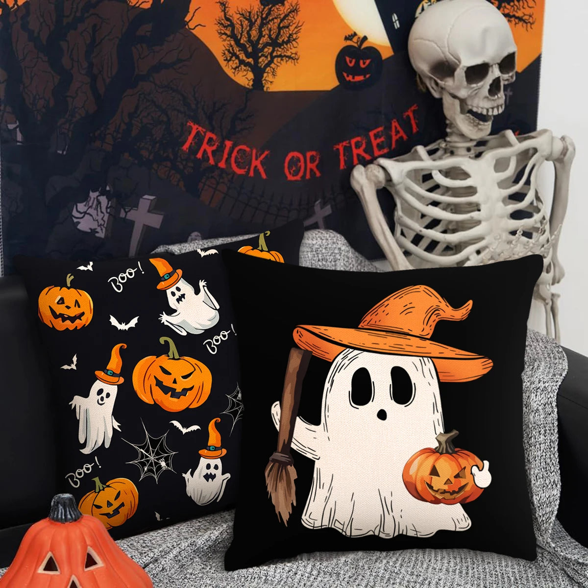 1pc/4pcs Halloween decoration pillow cover