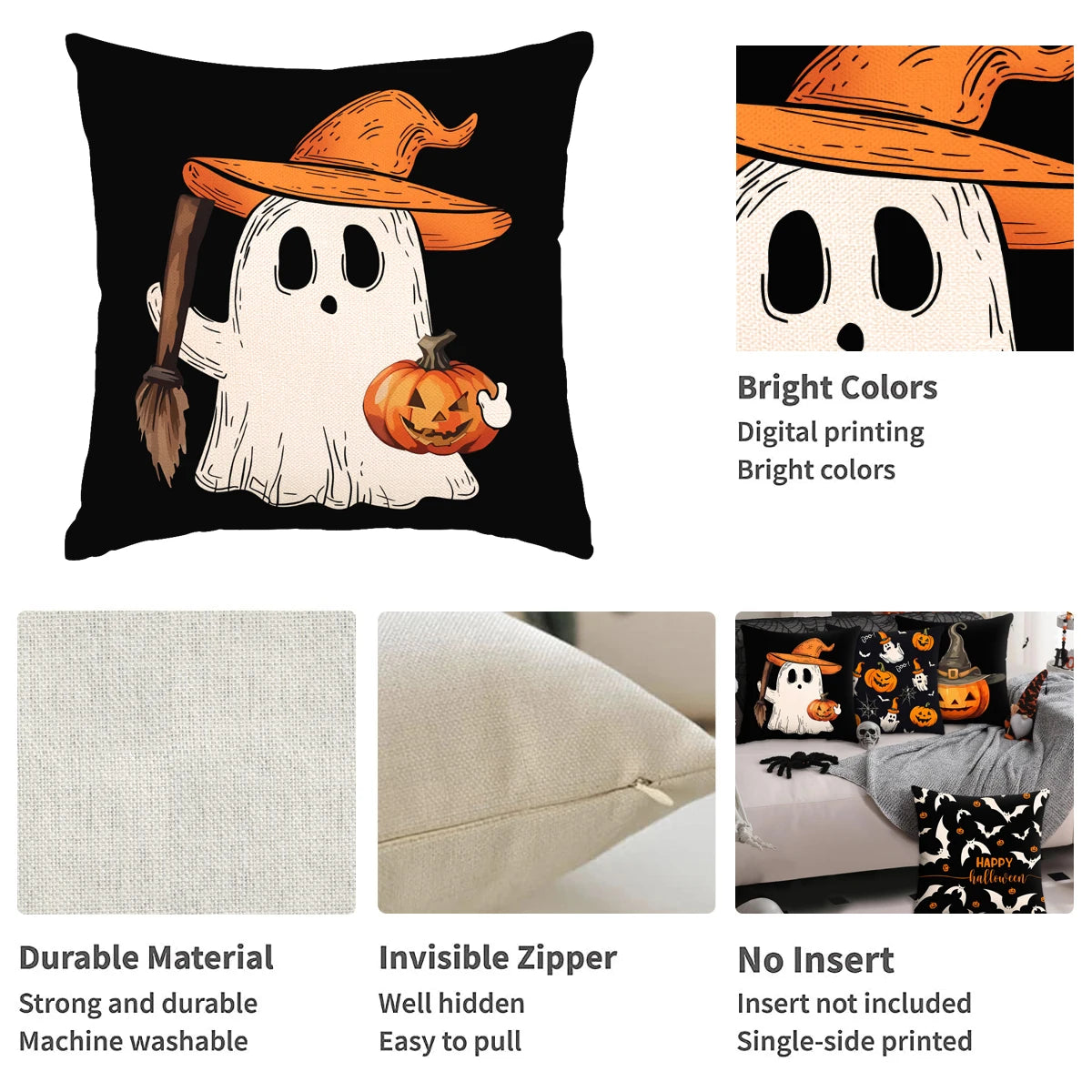 1pc/4pcs Halloween decoration pillow cover